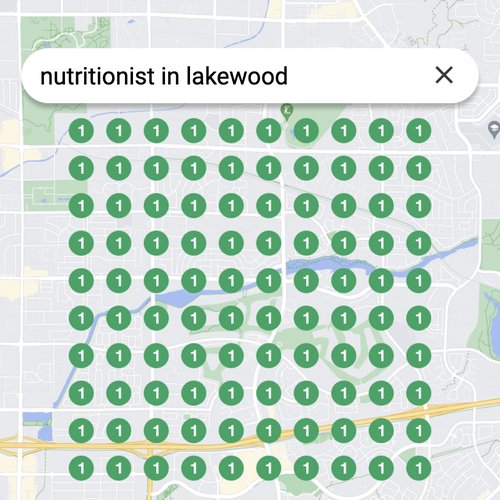 Ranking #1 as a nutritionist on Google Maps in Lakewood