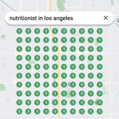 Ranking #1 as a nutritionist on Google Maps in Los Angeles