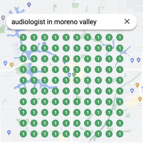 Ranking #1 as an audiologist in Moreno Valley on Google Maps