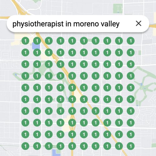 Ranking #1 as an physiotherapist on Google Maps in Moreno Valley