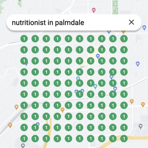 Ranking #1 as a nutritionist on Google Maps in Palmdale