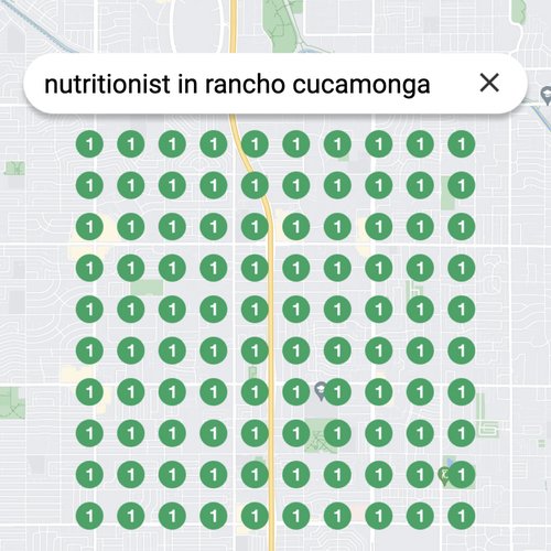 Ranking #1 as a nutritionist on Google Maps in Rancho Cucamonga