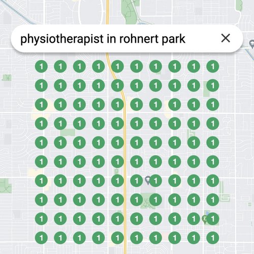 Ranking #1 as an physiotherapist on Google Maps in Rohnert Park