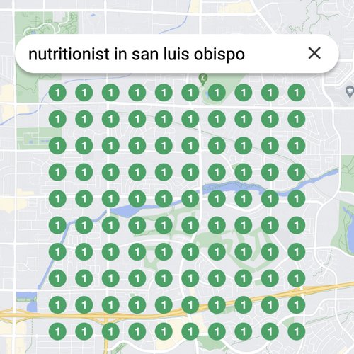 Ranking #1 as a nutritionist on Google Maps in San Luis Obispo