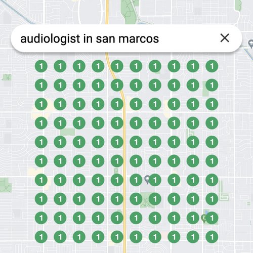 Ranking #1 as an audiologist in San Marcos on Google Maps