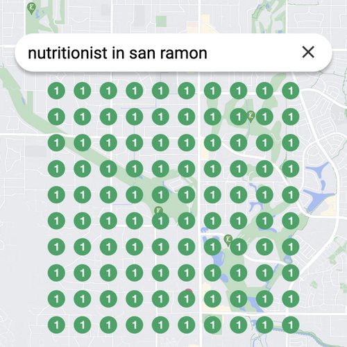 Ranking #1 as a nutritionist on Google Maps in San Ramon