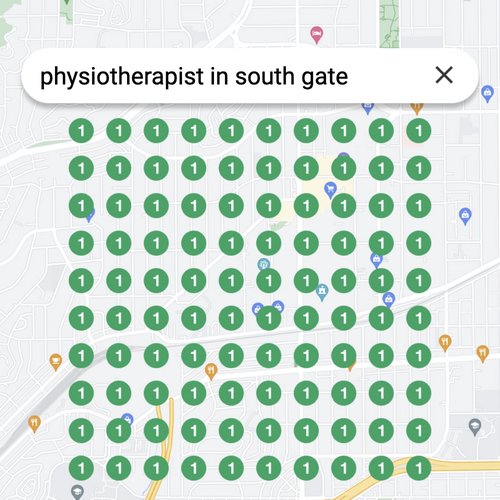 Ranking #1 as an physiotherapist on Google Maps in South Gate