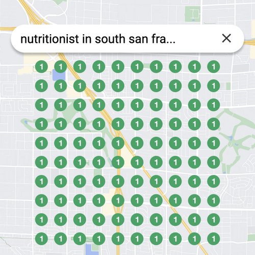 Ranking #1 as a nutritionist on Google Maps in South San Francisco