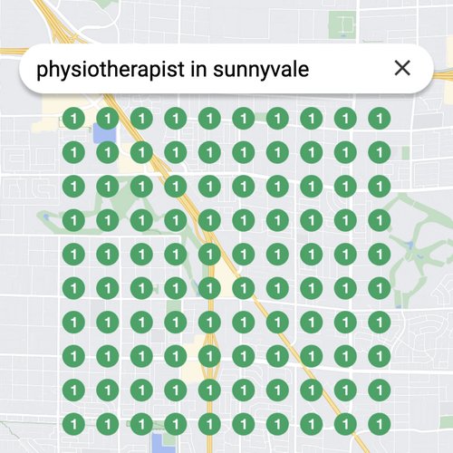 Ranking #1 as an physiotherapist on Google Maps in Sunnyvale