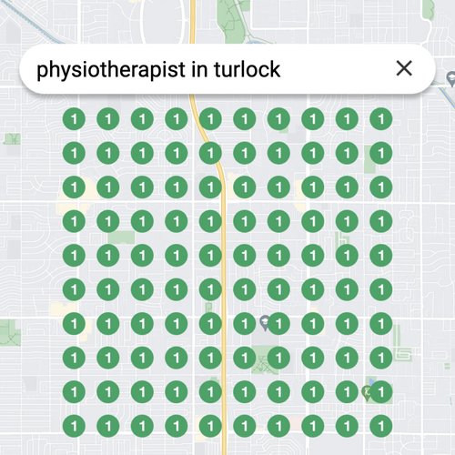 Ranking #1 as an physiotherapist on Google Maps in Turlock