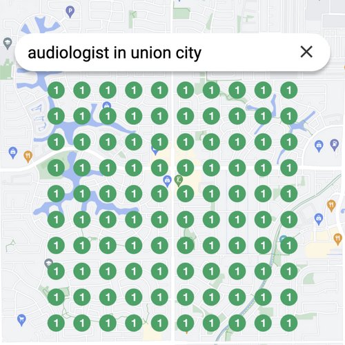 Ranking #1 as an audiologist in Union City on Google Maps