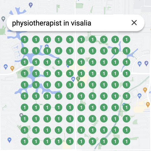 Ranking #1 as an physiotherapist on Google Maps in Visalia