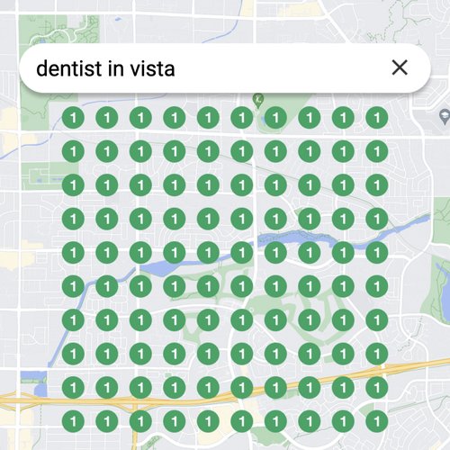 Prime position in local search for Vista dentists