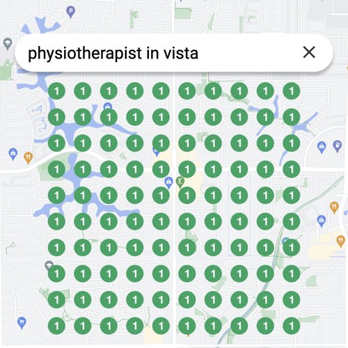 Ranking #1 as an physiotherapist on Google Maps in Vista