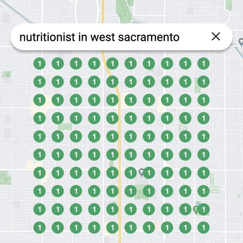 Ranking #1 as a nutritionist on Google Maps in West Sacramento