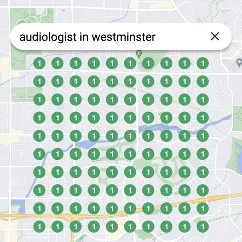 Ranking #1 as an audiologist in Westminster on Google Maps