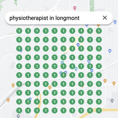 Ranking #1 as an physiotherapist on Google Maps in Longmont