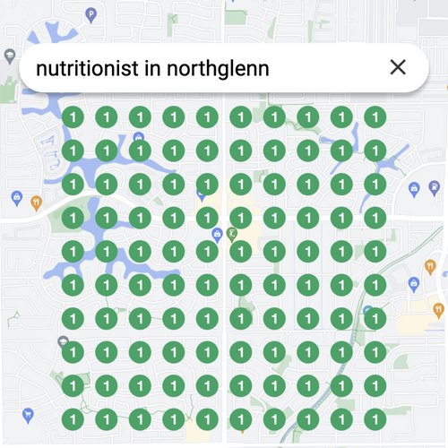 Ranking #1 as a nutritionist on Google Maps in Northglenn