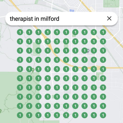 Ranking #1 as a therapist on Google Maps in Milford