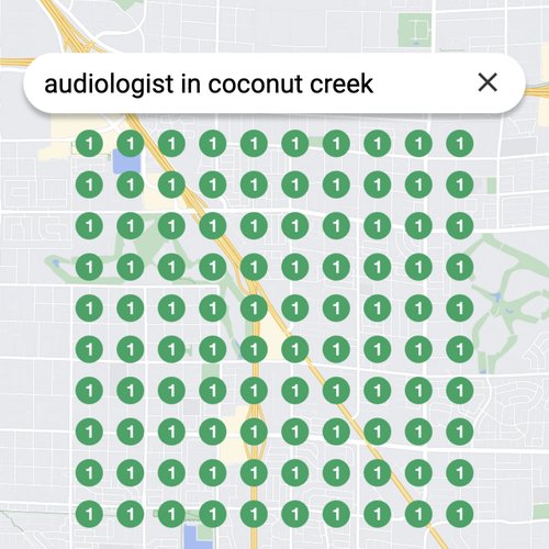 Ranking #1 as an audiologist in Coconut Creek on Google Maps