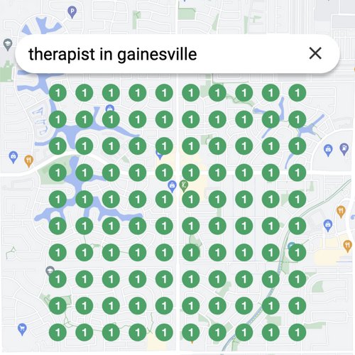 Ranking #1 as a therapist on Google Maps in Gainesville