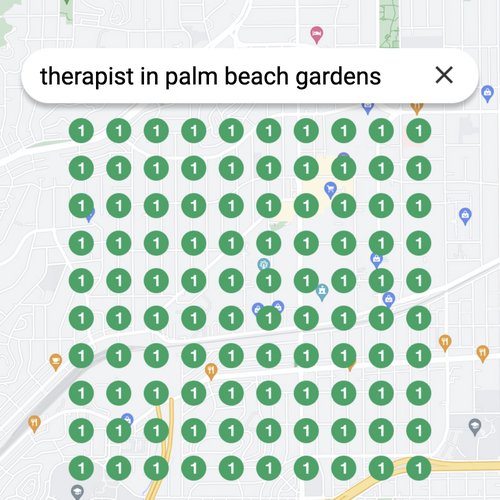 Ranking #1 as a therapist on Google Maps in Palm Beach Gardens