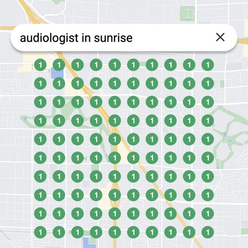 Ranking #1 as an audiologist in Sunrise on Google Maps