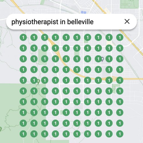 Ranking #1 as an physiotherapist on Google Maps in Belleville