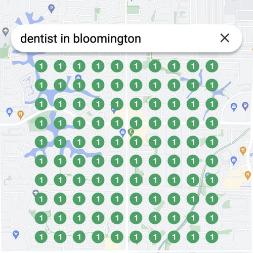 Leading Google Maps listing for dental care in Bloomington