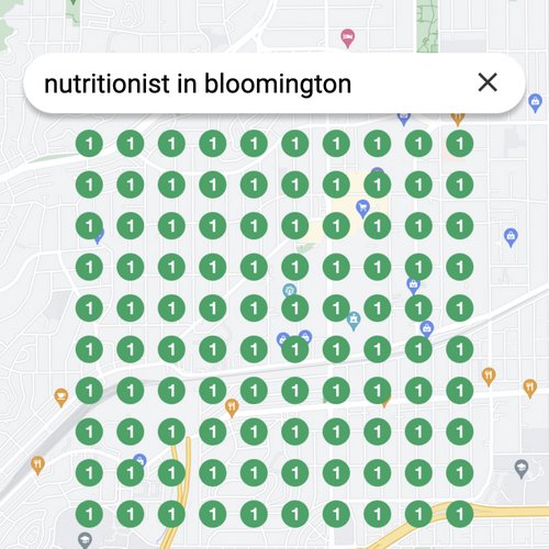 Ranking #1 as a nutritionist on Google Maps in Bloomington