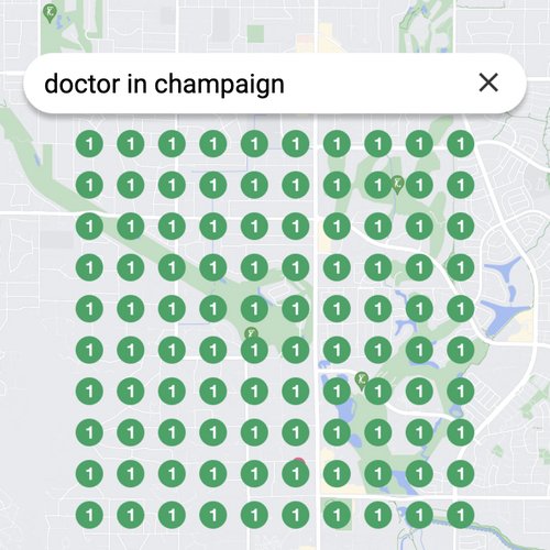 Prime position in local search for Champaign physicians