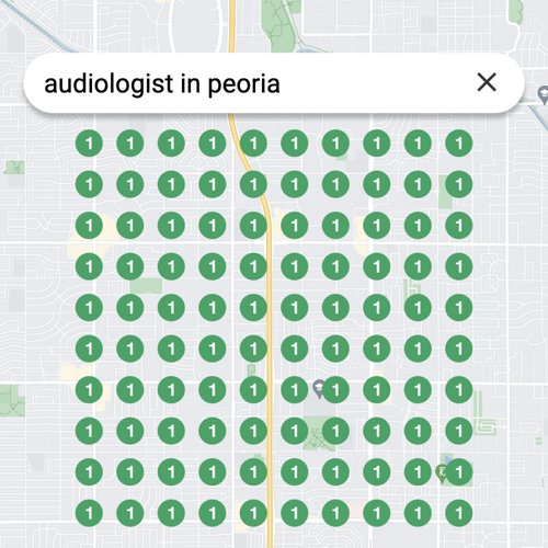 Ranking #1 as an audiologist in Peoria on Google Maps