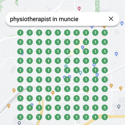 Ranking #1 as an physiotherapist on Google Maps in Muncie