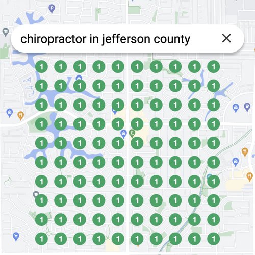 Leading Google Maps listing for spinal care in Jefferson County