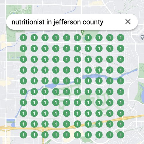 Ranking #1 as a nutritionist on Google Maps in Jefferson County