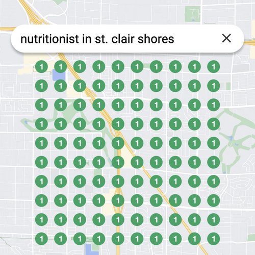 Ranking #1 as a nutritionist on Google Maps in St. Clair Shores