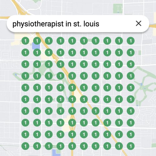 Ranking #1 as an physiotherapist on Google Maps in St. Louis