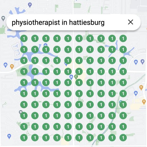 Ranking #1 as an physiotherapist on Google Maps in Hattiesburg