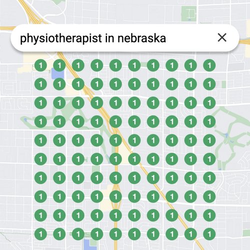 Ranking #1 as an physiotherapist on Google Maps in Nebraska