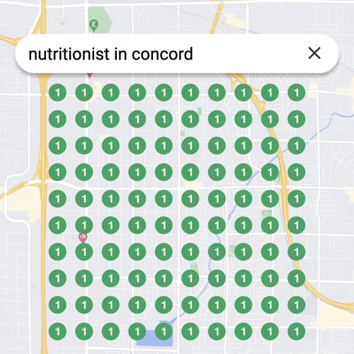 Ranking #1 as a nutritionist on Google Maps in Concord