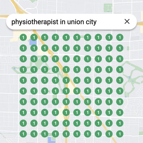 Ranking #1 as an physiotherapist on Google Maps in Union City