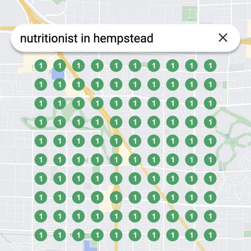 Ranking #1 as a nutritionist on Google Maps in Hempstead