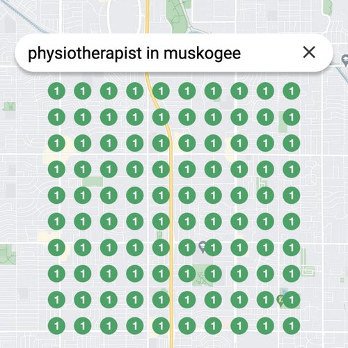 Ranking #1 as an physiotherapist on Google Maps in Muskogee