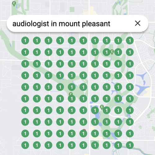 Ranking #1 as an audiologist in Mount Pleasant on Google Maps