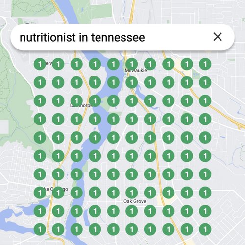 Ranking #1 as a nutritionist on Google Maps in Tennessee