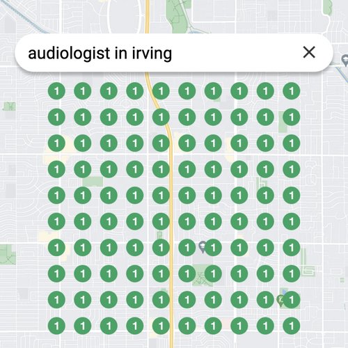 Ranking #1 as an audiologist in Irving on Google Maps