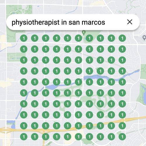 Ranking #1 as an physiotherapist on Google Maps in San Marcos