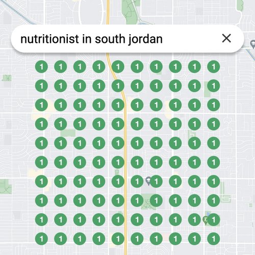 Ranking #1 as a nutritionist on Google Maps in South Jordan