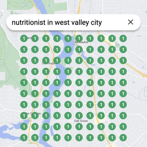 Ranking #1 as a nutritionist on Google Maps in West Valley City