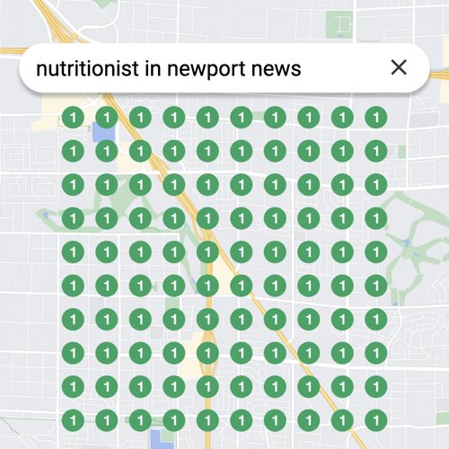 Ranking #1 as a nutritionist on Google Maps in Newport News